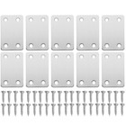 10Pcs Flat Metal Brackets Wood Joints Connectors Stainless Steel Mending Plates