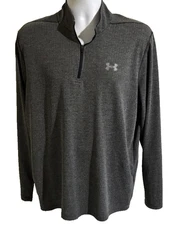 Under Armour Pullover Mens XL Gray Threadborne HeatGear 1/4 Zip Athletic Shirt