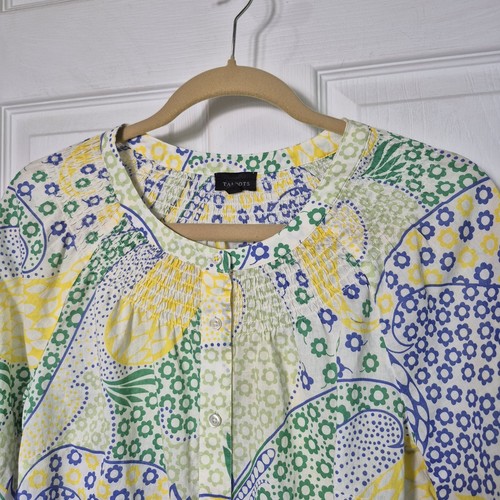 Top Talbots Pequeño Manga Larga Con Botones Azul Amarillo Verde Algodón - Imagen 4 de 6