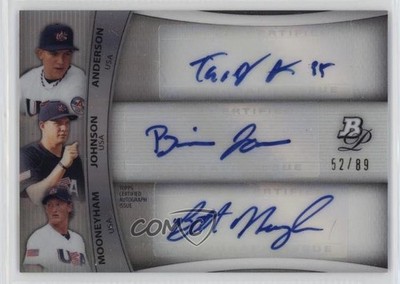 2010 Bowman Platinum 52/89 Tyler Anderson Brian Johnson Brett Mooneyham Auto 2u3