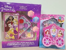 2 x Disney Princess Cosmetics Bundle LipGloss Eye Shimmers Phone Case Style NEW