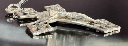 Vintage 925 Sterling Silber verzierter Kruzifix Anhänger Halskette - Bild 3 von 14
