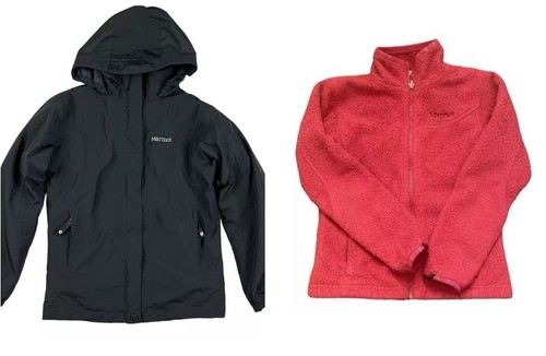 Marmot 3 in 1 Jacket Coat w Hood Youth Girls Size S (5-6) Black / Pink