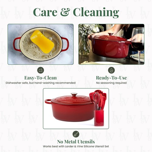 Enameled Cast Iron Dutch Oven | 8 qt Dutch Oven Pot with Lid | Dutch Oven for... - Picture 8 of 9