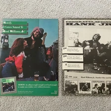 HANK WILLIAMS JR. 1981 ROWDY LP CONGRATS! ORIGINAL PROMO POSTER TYPE AD LOT OF 2