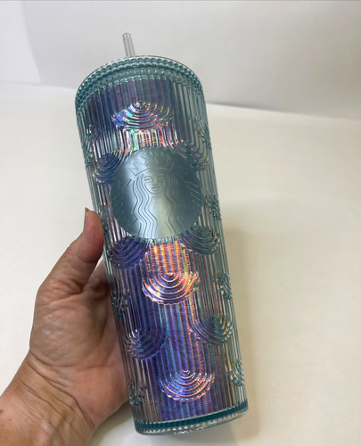 NEW Starbucks Mermaid Scale 24 Oz Venti Tumbler Iridescent Cold Cup Spring 2022 - Picture 15 of 16