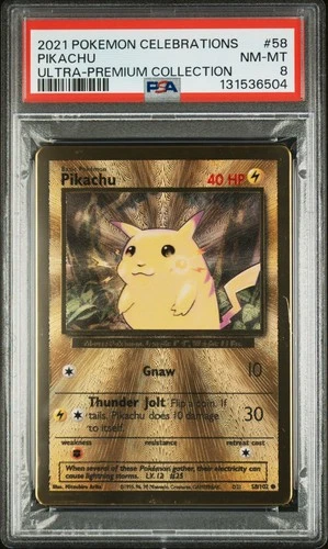 2021 POKEMON CELEBRATIONS ULTRA-PREM COLL #58 PIKACHU PSA 8
