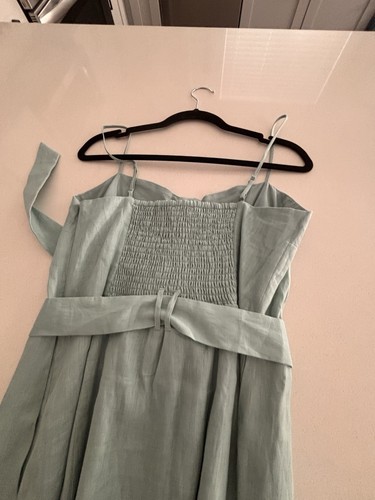 Reiss Catalina Linen Button Up Sundress Size 8 Sage - Picture 9 of 13
