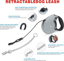 Heavy Duty Retractable Dog Leash for Small and Medium Dogs, Anti-Chewing Steel C