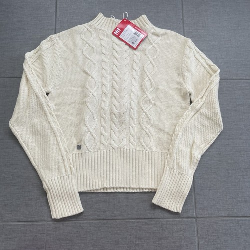 HELLY HANSEN Women's Siren Cable Knit Sweater Size XS Ivory Cream NEW Ski Winter - Picture 2 of 10