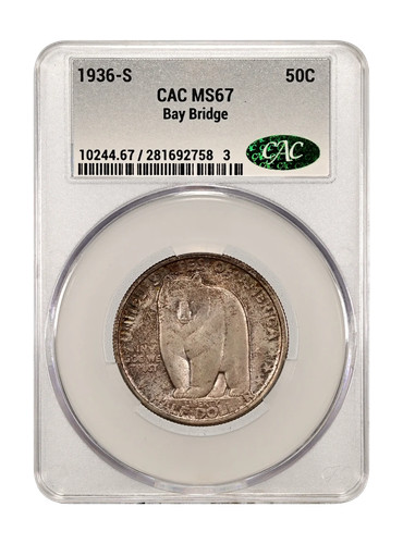 1936-S Bay Bridge 50C CACG MS 67 - Picture 3 of 3