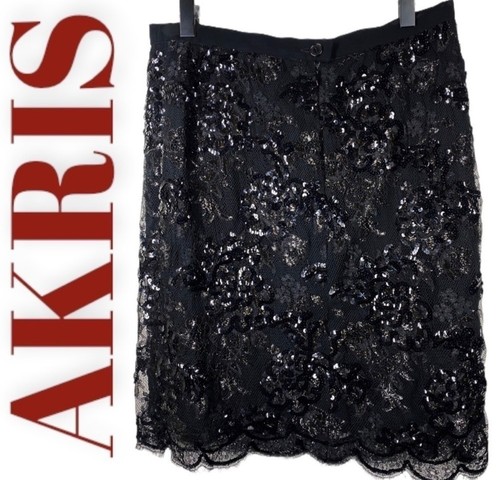 AKRIS ELEGANTER SCHWARZER BLEISTIFTROCK MIT PERLEN LEISER LUXUS ALTES GELD, GRÖSSE 8 - Bild 4 von 10