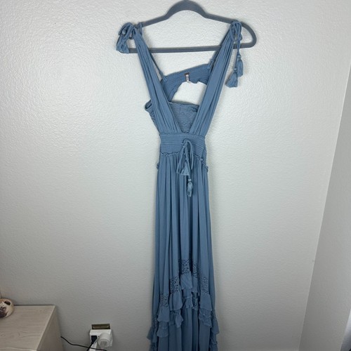 Free People Santa Maria Maxi Dress XS Boho Beach Feminine Blue Summer Vacation - Picture 2 of 12