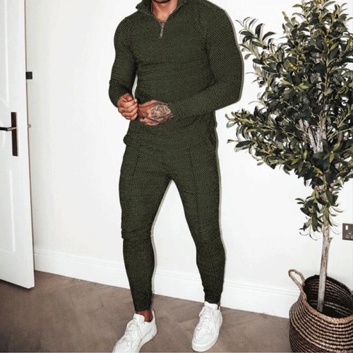 Set sportivo 2 pezzi tute uomo casual golf manica lunga cerniera t shirt top pantaloni - Foto 17 di 28