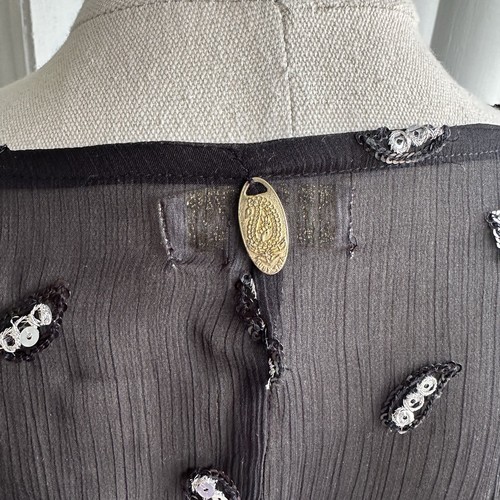 Ruby Yaya Nagari Kaftan Dress Womens M Black Sheer Sequin Paisley Shift Midi - Picture 8 of 17