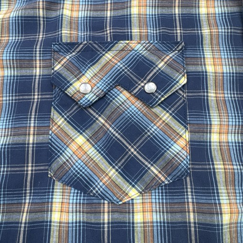 Wrangler Mens Pearl Snap Shirt XL Blue Long Sleeve Western Cowboy Button Front - Picture 4 of 11
