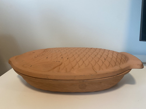 ROMERTOPF Terra Cotta Clay Baker, Oval Fish Shape Large Platter 15”x8” - Bild 6 von 15