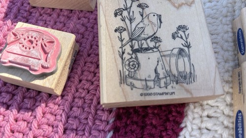 Vintage Lot 15 Wood Mounted Rubber Stamping Up Stamps Bird Writer Card Making - Picture 9 of 11