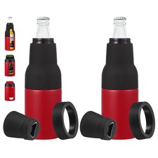 12oz Stainless Steel Can Cooler Insulated Bottles Opener, Red, 2 Pcs