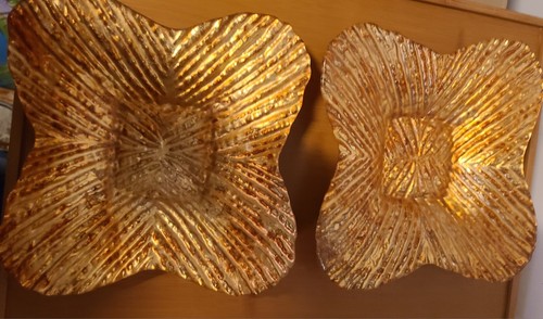 Marigold Carnival Glass Matching Lot Of 3 Two Star 10x7, 1 Round 8 Inch Platter - Picture 11 of 12
