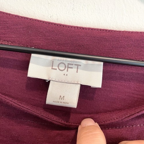 LOFT Outlet Women’s M Long Sleeve Blouse Wide Neck Top Burgundy - Picture 5 of 9