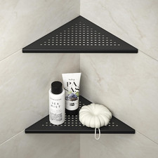 Matte Black Corner Shower Shelves, 10" Stainless Steel, No Drilling, 2 Pack