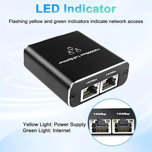 Legierung Netzwerk RJ45 Splitter 1000Mbps RJ45 Splitter Ethernet Kabel