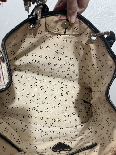 BRIGHTON DRAGONFLIES LADY BUGS FLOWERS Satchel Canvas & Leather MG TOTE HANDBAG - Picture 14 of 16
