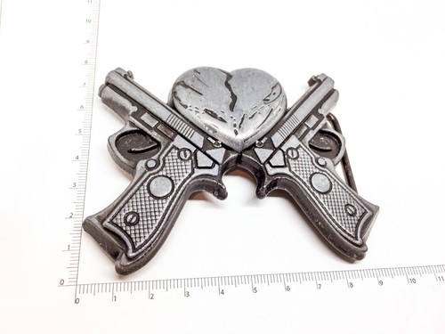 Hebilla de cinturón de pistola y aluminio americano rara hebilla de cinturón con dama Reino Unido - Imagen 3 de 10