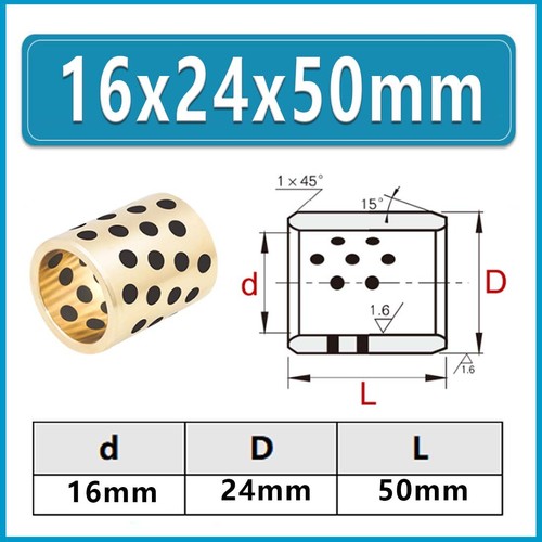 ID 16mm-25mm JDB Oilless Graphite Lubricating Brass Bearing Bushing Sleeve Shaft - 第 58/266 張圖片