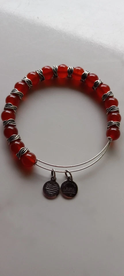 Alex And Ani Independence, Red Earth Bangle Bracelet W/ Silver Tone Spacers - Image 3 of 4