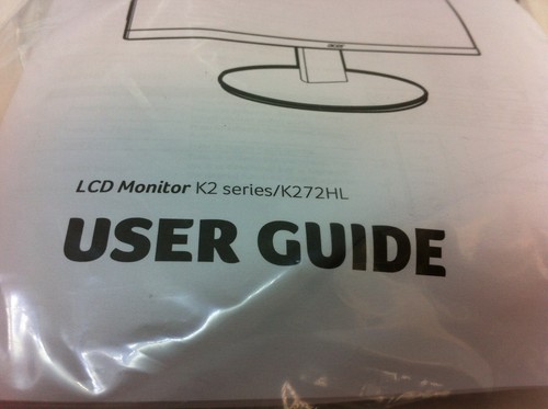 Genuine Acer K2 K272HL 27" Monitor Original Manuals Guide Video Power Cables 139 - Picture 2 of 4