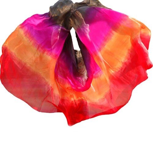 Belly Dance Veils 100% Silk Veils Handmade Gradual Color Veils - Imagen 17 de 47