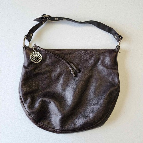 Bolso Hobo de Hombro Coach 13655 Ali Marrón Cuero Guijarro Plateado Logo Dije - Imagen 1 de 9