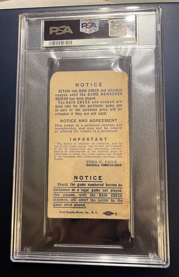 1953 年世界系列赛 3 号门票存根 PSA 2-Erskine 套装 WS Strikeout Record 带 14 — 第 2/2 张图片