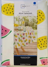 Mainstays 70 Inch Round Peva Tablecloth Pineapple & Watermelon Print
