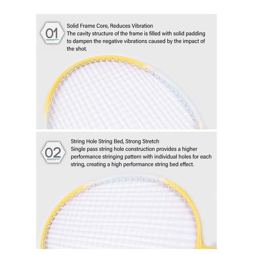2 Player Badminton Set Badminton Racquets Set Portable With 3 Nylon Shuttlecocks - Picture 10 of 24