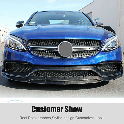 For Mercedes Benz W205 C63 Sedan 15-19 Carbon Fiber Front Bumper Lip Spoiler - Picture 2 of 14