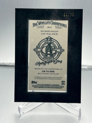 2024 Topps Allen & Ginter JIM PALMER BLACK FRAMED MINI AUTO 11/25 #MA-JP - Picture 2 of 2