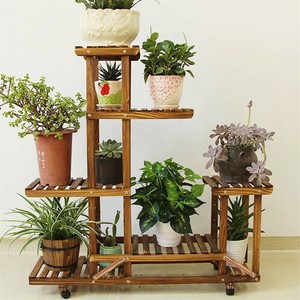 Wood-Flower-Plant-Stand-Pot-Shelf-3-Tiers-Bonsai-Display-Storage-Rolling-Rack