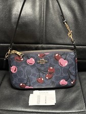 COACH CZ011 Nolita 19 Signature Canvas Leather Cherry On Top Print Bag Denim