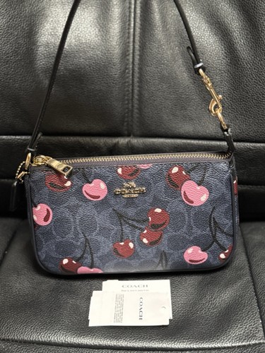COACH CZ011 Nolita 19 Signature Canvas &Leather Cherry On Top 🍒 Print Bag Denim - Picture 5 of 14