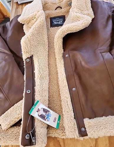 Women's Levi Strauss Brown Faux Leather Lined Full-Zip Jacket Size XL - Picture 7 of 8
