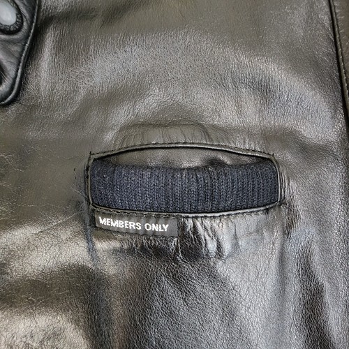 Vintage Members Only Mens Cafe Racer Jacket Size 44 Black Classic Leather#1758 - Picture 12 of 21