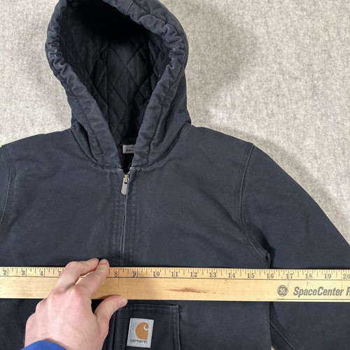 Carhartt Duck Quilted Lined Hooded Jacket Boys Small 7-8 Black Full Zip - Picture 4 of 13