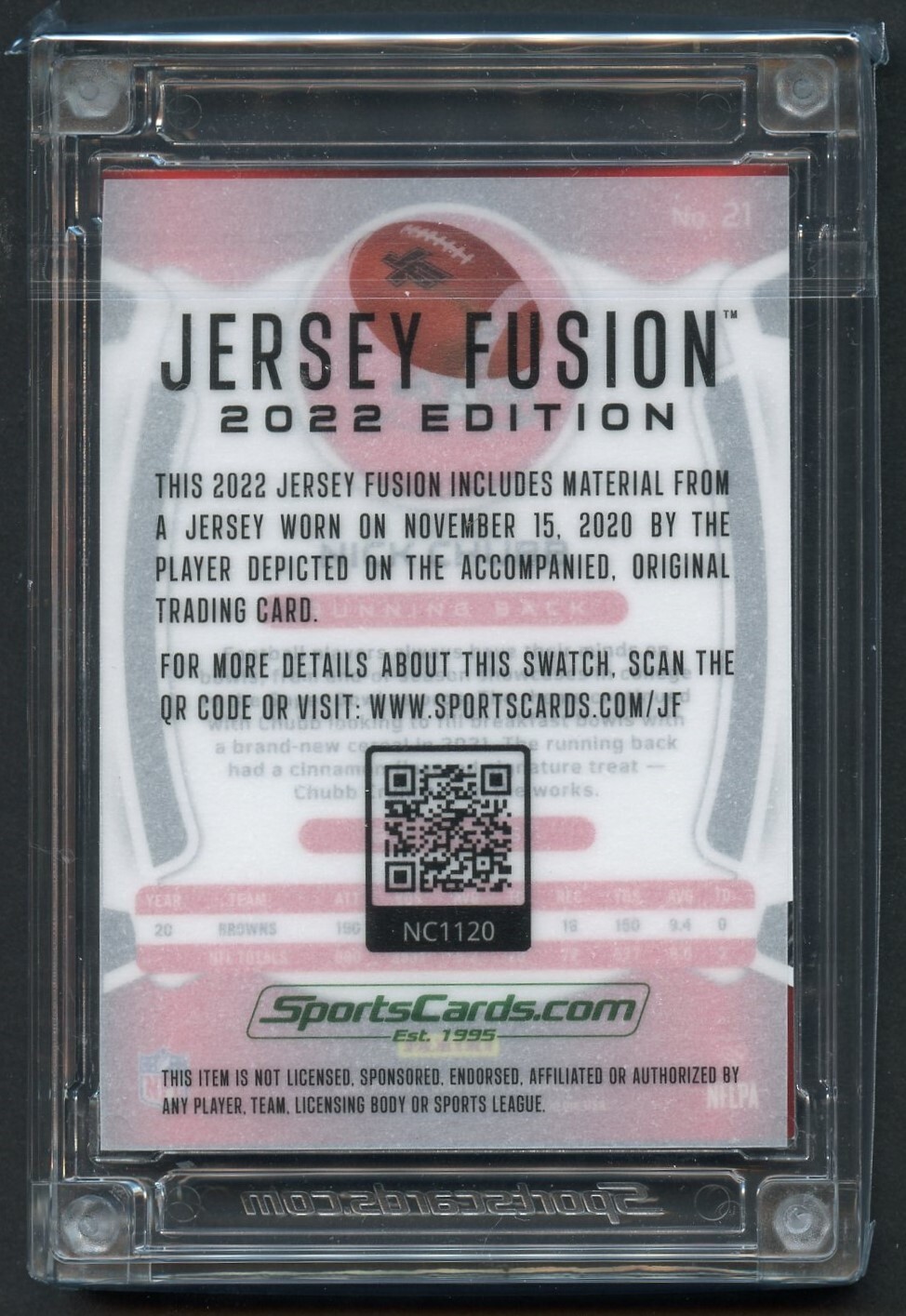 Nick Chubb 2022 Jersey Fusion Edition Football Card Cleveland Browns 24