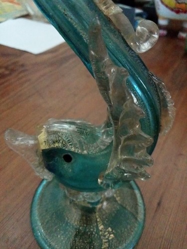 Antico(XIX Sec )calice,bicchiere delfino ,artigianato vetro di Murano A.Salviati - Foto 10 di 17