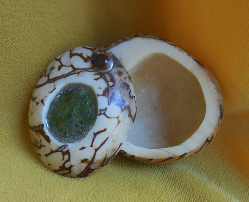Unakite Tagua Nut Stash Pill Box Trinket Case Keepsake Ring Box Cruelty Free - Picture 6 of 10
