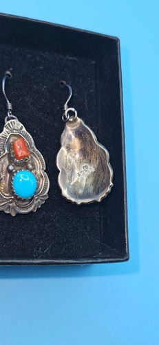 Native American Navajo SIGNED Silver Turquoise Ring Earring Necklace Set NEW - Picture 11 of 16