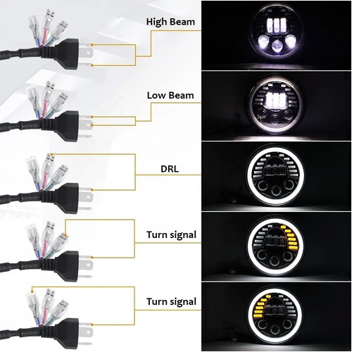 2x 7” inch Round LED Headlights Halo DRL For Jeep Wrangler JK LJ TJ CJ - Picture 3 of 10